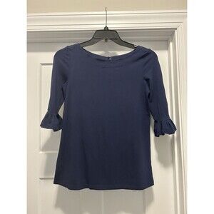 Lilly Pulitzer Womens Top Small Blue Navy Office Workwear Bell Sleeve Everyday